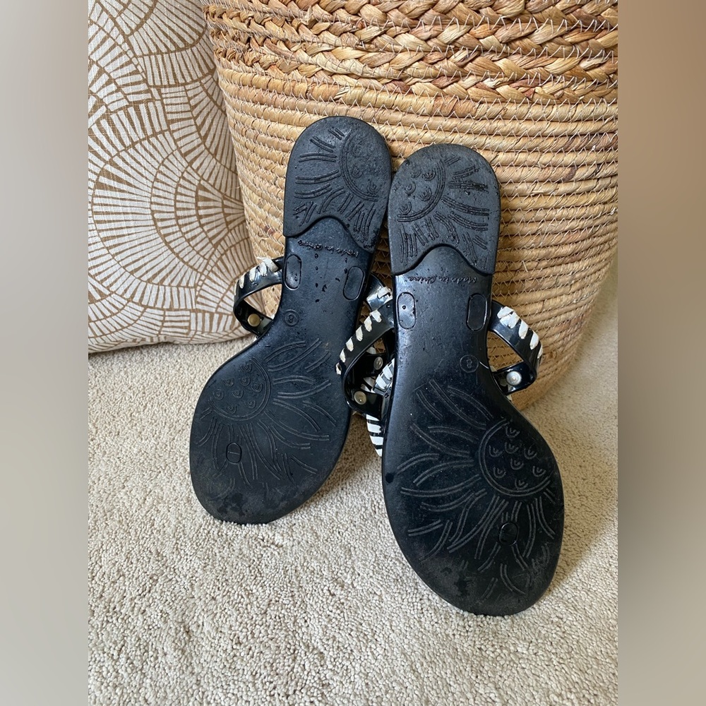 Jack Rogers Georgica Jelly Sandals in Black and White Size 8 - Picture 2 of 6